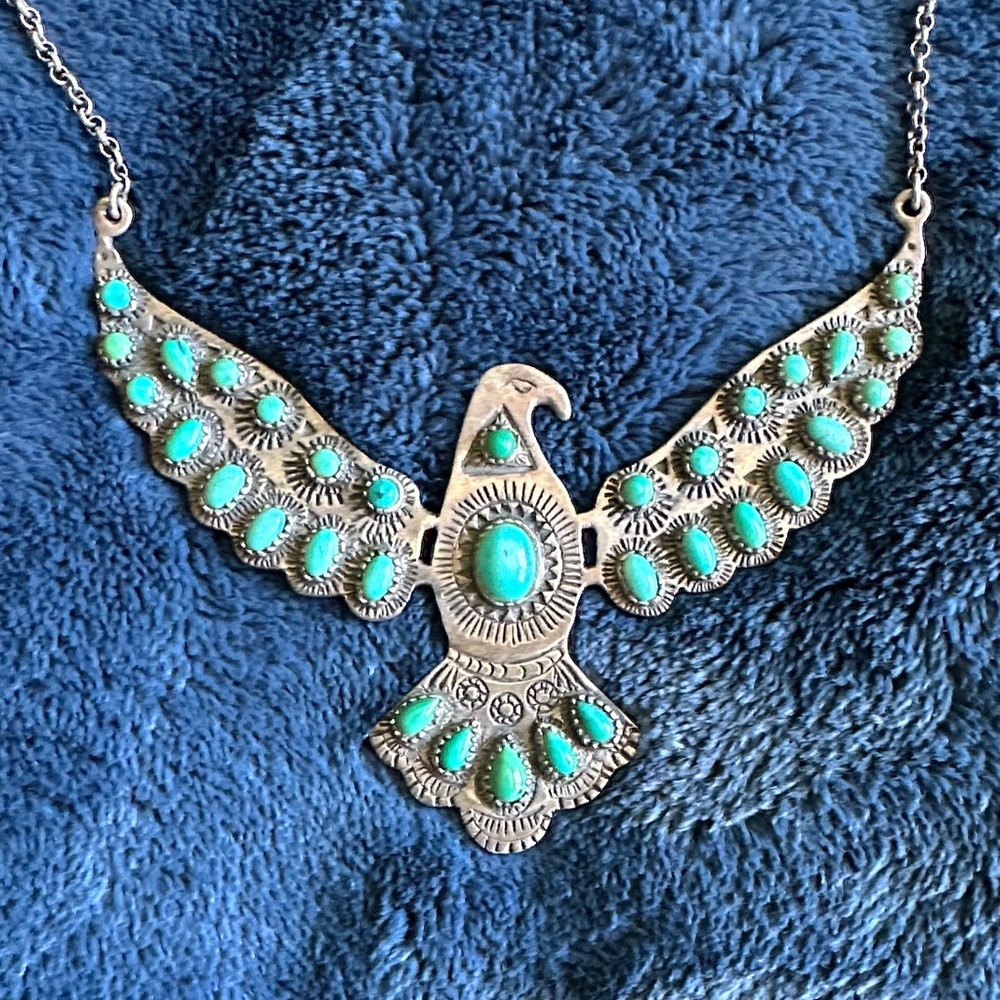 Spell Silver and Turquoise Bird Necklace - Picture 3 of 9
